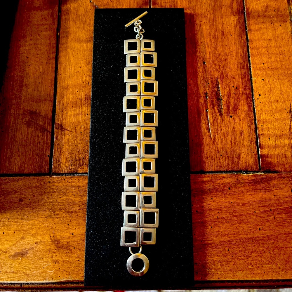 MEX 925 Sterling Silver Contemporary Toggle Clasp Bracelet 6.5-6.75-49grams